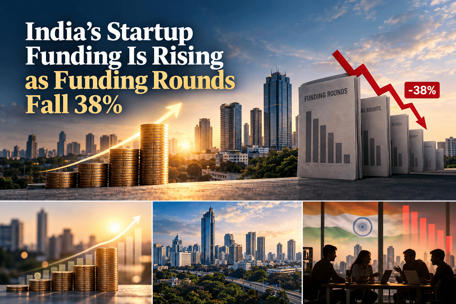 ndia Startup Funding Rises as Rounds Fall 38%